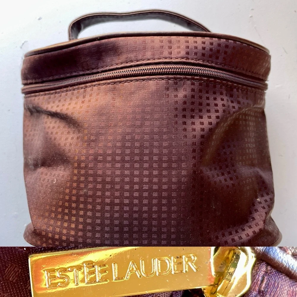 ESTEE LAUDER Burgundy Vinyl Cosmetics Travel TRAIN CASE